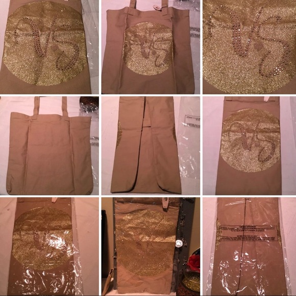 Victoria’s Secret Tan/gold tote hand bag NWT - Picture 2 of 8